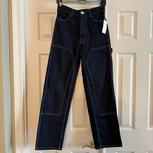 NWT Jesse Kamm Patchfront Handy in Dark Blue Japanese Denim, Blue Stitch, Size 4